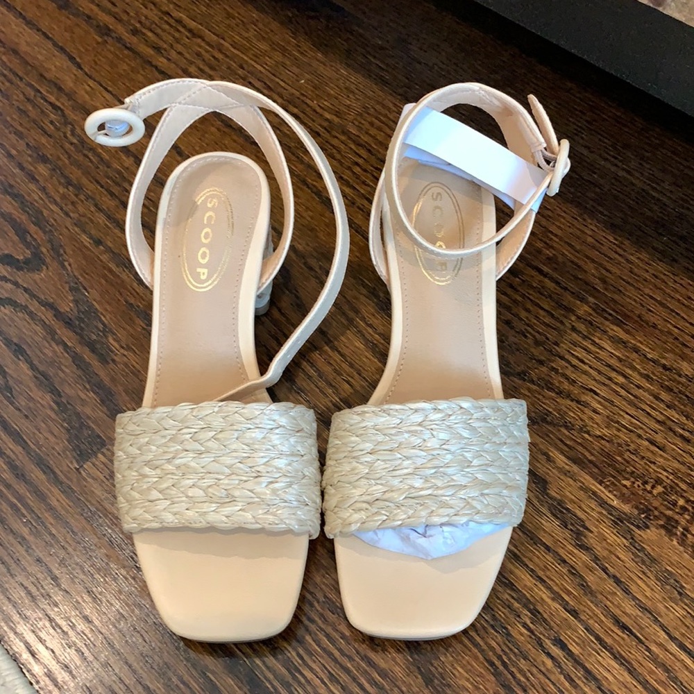 Scoop wrapped block heel sandal- NEVER WORN